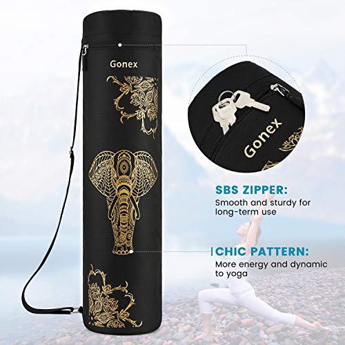 Gonex Yoga Mat Bag with Full-Zip Design, Fits Most Mats | 600D Oxford Fabric, Wet Pocket, Front Zip Pocket, Adjustable Strap, Fits Mats up to 26" - color: Black