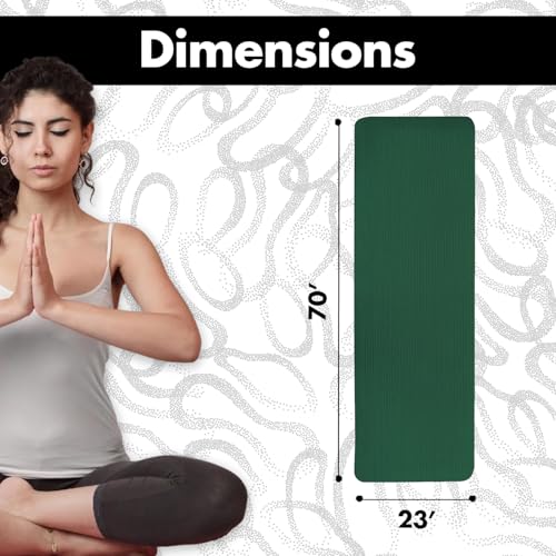 Thick Yoga Mat for Exercise & Pilates – Non Slip Yoga Mats with Strap, Extra Wide Gym Matt for Home, Lightweight & Durable Pilates Mat for Studio Fitness - color: DARK GREEN