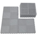 9 Pack Interlocking Drainage Tiles Double Non-Slip Tiles Mat with Drain Holes for Pool, Bathroom, Shower, Pantry, Patio, Boat, Pet Area, 12" L×12" W×0.4" Th Gray - color: Grey, size: 9 Pack (12"L x 12"W x 0.4"Th)