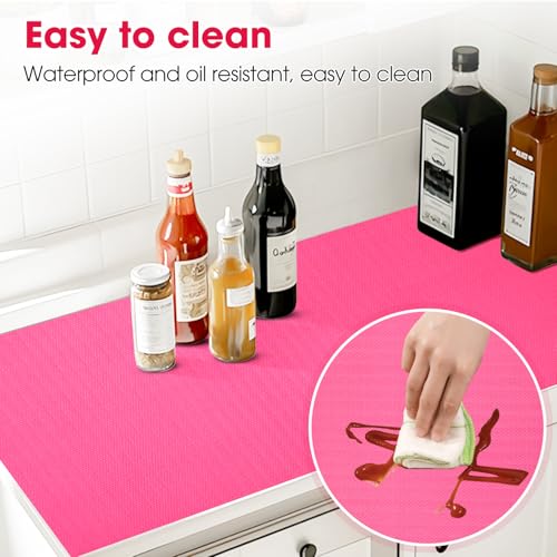 Drawer and Shelf Liner, Non-Slip Kitchen Cabinet Liners Non-Adhesive Thick Strong Grip Waterproof Washable Mats Protect Dresser Shelves Cupboard Bathroom Cabinets, Fuchsia, 12 in X 10 FT - color: Fuchsia, size: 11.8"W x 118"L