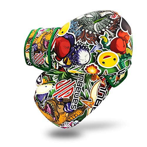 Sticker Bomb Adult Boxing Gloves - color: Dino Jungle, size: 10 OZ