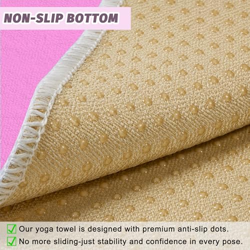 Hot Yoga Towel Non-Slip, 2 Pack Thick & Soft Yoga Mat Towel, Sweat Absorbent, with Grip Dot, 72" x 26", Yoga Towel for Hot Yoga, Pilates, Fitness and Gym Workouts, Light Purple