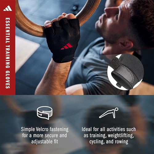 adidas Essential Training Gloves - color: Red, size: Small