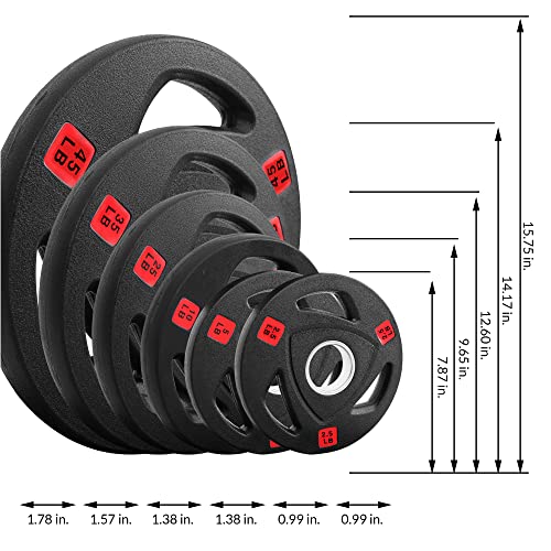 Signature Fitness Olympic 2-Inch Cast Iron Plate Weight Plate for Strength Training and Weightlifting, Multiple Sizes - color: 25LB Pair, style: Style #6