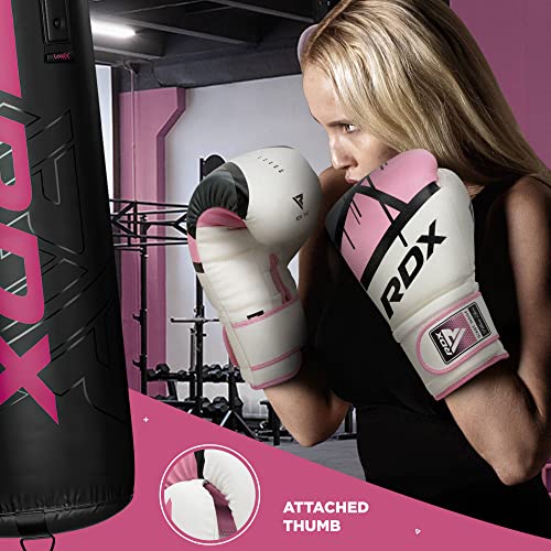 RDX Boxing Gloves EGO, Sparring Muay Thai Kickboxing MMA Heavy Training Mitts, Maya Hide Leather, Ventilated, Long Support, Punching Bag Workout Pads, Men Women Adult 8 10 12 14 16 oz - color: PINK, size: 8OZ
