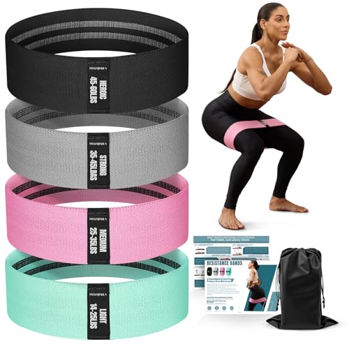 Lianjindun Booty Resistance Bands for Legs & Glutes, Non-Slip Workout Set | Exercise Bands for Working Out, Pilates, Yoga, Home Gym, Booty, Leg, Heroic/Strong/Medium/Light Fabric Loops for Women Men - color: Green, Pink, Gray, Black