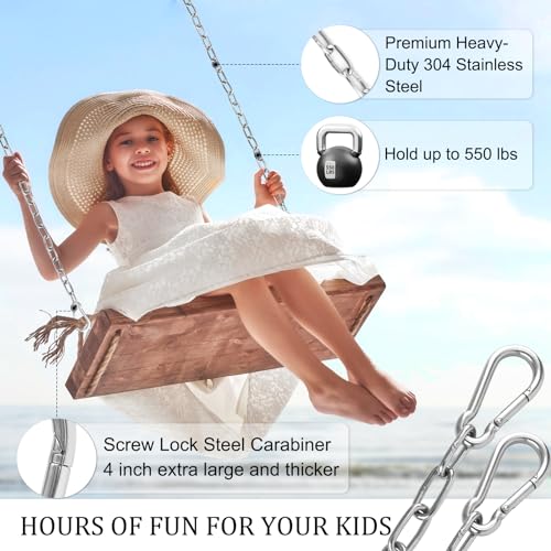2 Pack 25in Hanging Swing Chain with 4 Carabiners, 550LB Capacity Hanging Kits Heavy Duty Hanging Chair Hardware for Hammock Swing Hanging Chair Punching Bags Sandbag Indoor Outdoor Yoga Gym (Silvery) - color: Silver, size: 2 Pack 25 inch