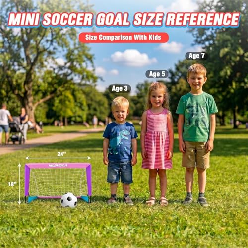Kids Soccer Goal, Soccer Goals for Backyard Set | 2 Pack 2x1.5ft Portable Pop Up Soccer Nets with Ball and Cones, Soccer Training Set for Toddlers, Indoor & Outdoor Games - color: Pink, Purple, Blue