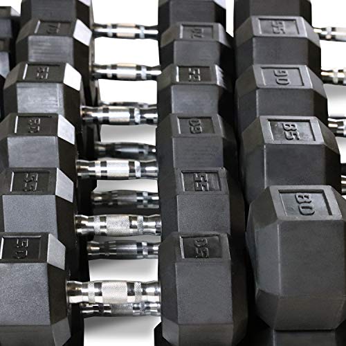 WF Athletic Supply Rubber Coated Hex Dumbbell Set, Multiple Choices Available - Dumbbells with Rack Stand and Mat, or Dumbbells Only (200/550/1200/2100/3000 LB) - color: h. 5 - 100LB Dumbbells Only