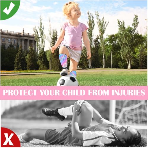 Soccer Shin Guards for Kids Girls Toddler, Shin Pads Shin Guard Equipment with Ankle and Leg Calf Protection Shin Guards Soccer for Kids 2-7 Years - color: Rainbow Mermaid
