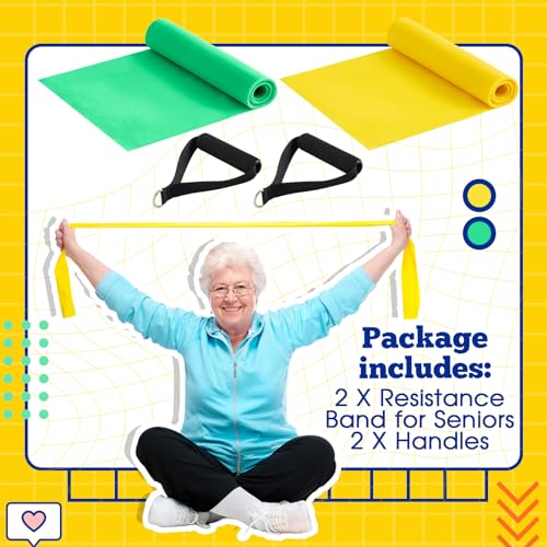 2 Pcs Resistance Band with Handles Chair Exercise Equipment for Seniors Physical Therapy Band Gifts for Elderly Women Rehab, Physical, Grandma, Grandpa - color: black