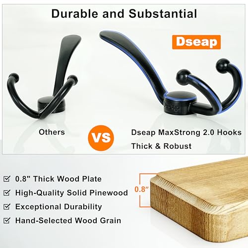 Dseap Coat Rack Wall - Heavy-Duty 38-1/4" Long, with Reinforced 10 Custom Tri-Hooks, Solid Wood Wall Hanger for Coats Hat Jackets - Rustic Farmhouse Entryway Hallway Storage, Weathered Brown & Black - color: Weathered Brown & Black, size: L=38.3"