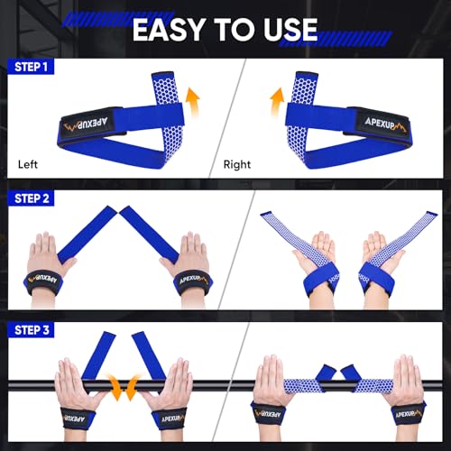 Weight Lifting Straps for Weightlifting, Lifting Wrist Straps Gym, Deadlift Strap, Anti Slip Silicone Weightlifting Strap Men Women Powerlifting, Strength Training - color: Blue, size: 2 Pair