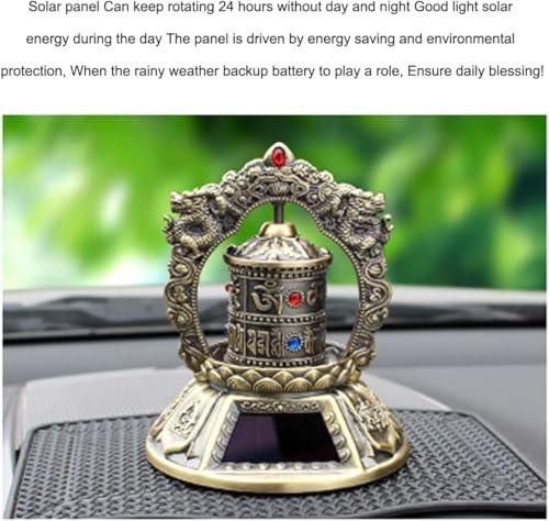 Solar-Powered Car Spinning Prayer Wheel - Silent Tibetan Buddhist Prayer Wheel Featuring Om Mani Padme Hum for Meditation and Yoga