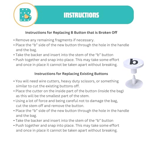 4-Pack Replacement Buttons with B for Bogg Bag Handle Strap. Compatible with Bogg Bag Beach Tote Handles. Fix Your Bogg Bag Handle Quickly and Easily with Replacement Rivets - color: "B" White