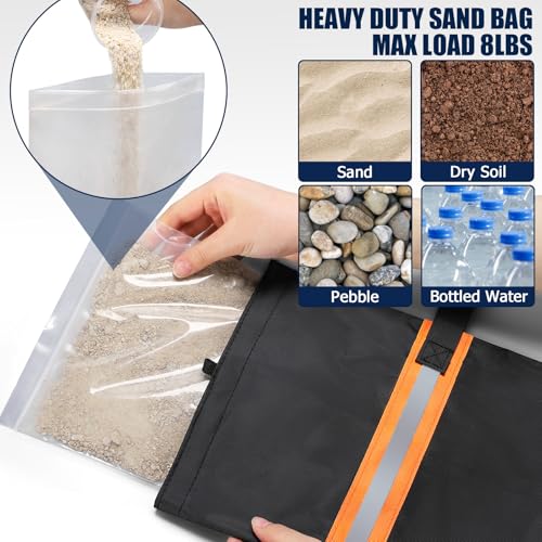 TOBWOLF 4Pack Reflective Boat Cover Sand Bags, Windproof 600D Marine Oxford | Tear-Resistent, Sandbag Mooring Kit, Tarp Clip to Keep Boat Cover On, Fits for Boat, Trailer, RV Cover & Outdoor Tarp Weights - color: 4PCS - Black Reflective Boat Sandbags