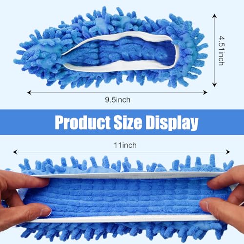 1 Pair Floor Cleaning Mop Slippers Set, Slip On Mopping Accessories for Indoor Household Floor Care and Daily Cleaning Tasks(Blue) - color: Blue