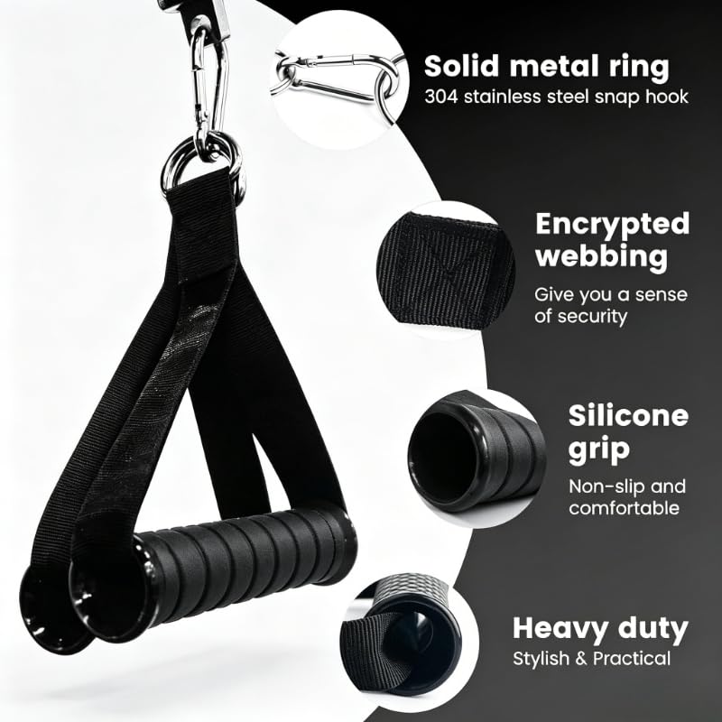 2 Pack Resistance Bands Handles, Heavy Duty Foam Grips with Nylon Straps and Carabiners for Home Gym Strength Training
