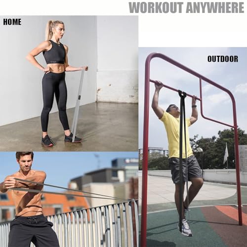 Long Resistance Bands for Working Out Women, Fabric Resistance Band, Stretch Bands for Exercise Bands Resistance Bands Set for Physical Therapy, Elastic Bands for Exercise - color: Grey/Dark Grey/Black