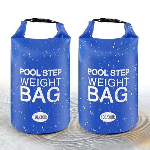 Heavy Duty Pool Ladder Weights 30 lb - 2 Pack Pool Step Sand Bags for Above Ground Pools, Waterproof 500D PVC, Tear-Resistant Pool Stair Stabilizer to Prevent Floating, Blue - color: Blue, size: 30 lb