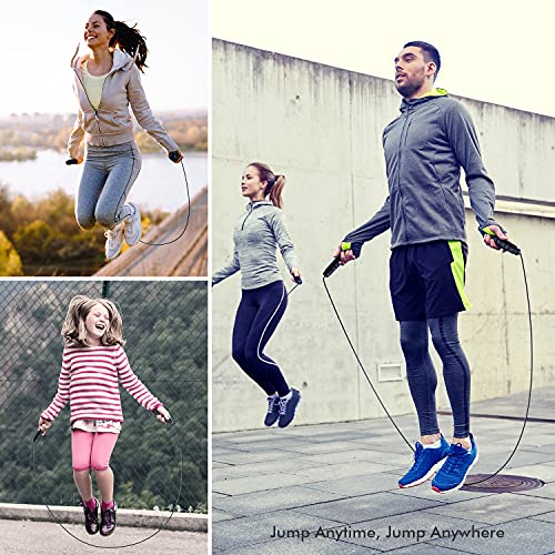 Jump Rope, Tangle-Free Rapid Speed Jumping Rope Cable with Ball Bearings for Women, Men, and Kids, Adjustable Steel Jump Rope with Foam Handles for Home Gym Exercise Fitness Workout Equipment & Slim Body - color: Black+Black