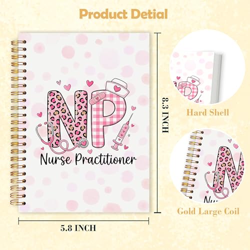 Nurse Practitioner Gifts for Women Spiral Notebook 5.5x8.3 in, NP Gifts for Women, Pink Leopard Print Nursing Hardcover Notebook Journal for Work - color: Pink Leopard Print Nursing