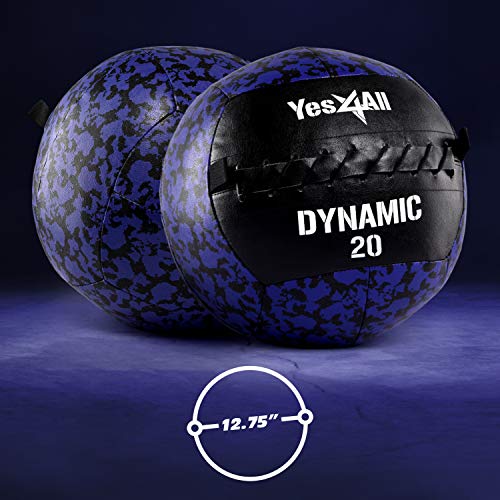 Yes4All Wall Ball, Soft Leather Weighted Iron Sand Ball for Dynamic Multifunctional Exercise, 6 LB - 30 LB - color: B. Soft Surface - Dynamic, style: F. 20LB