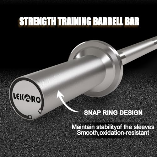 Olympic Barbell Bar 4FT, 350LB Straight Weight Lifting Bar, Fits 2-Inch Olympic Plates, Rotating Sleeves, 2 Spring Collars, Knurled Strength Training Bar for Home Gym - color: White Barbell