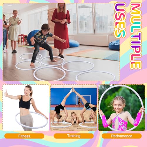 Shappy 6 Pcs Exercise Hoop Detachable Adjustable Plastic Toy Playground Toys Colored Hoop Circles for Teens Games Gymnastics Dog Agility Equipment Party Decor - color: White, size: 20 Inch