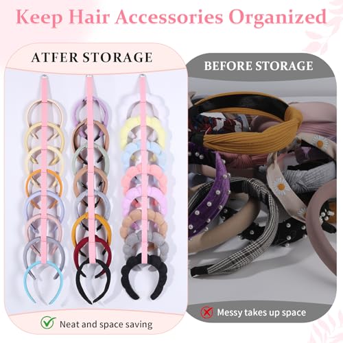 3 PCS Headband Holder Organizer for Girl,Hanging Hairband Storage for Women,Pink Hair Hoop Display Hair Accessories Organizer Bedroom College Dorm Decor - color: Pink-3pcs