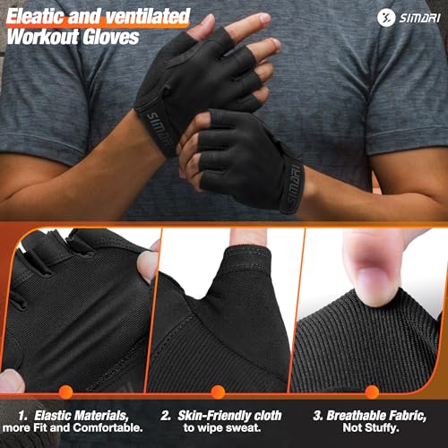 SIMARI Breathable Workout Gloves for Men and Women, Padded Weight Lifting Gloves with Great Grip, Full Palm Protection for Gym Training, Cycling, Weightlifting, Exercise, Crossfit, Climbing - color: 1a-Iron Black, size: Large