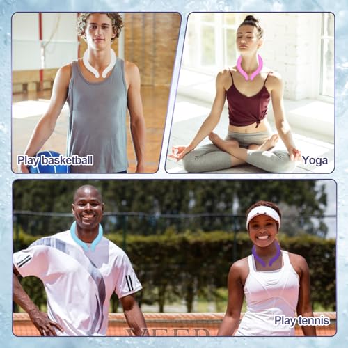 Neck Cooling Tube with Cold Insulated Bag,Neck Cooler Wraps,Reusable 18℃/64℉ Ice Neck Ring Wearable Body Cooling Products for Summer (Navy*2) - color: Navy*2