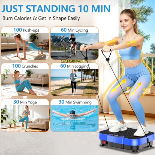 Vibration Plate Exercise Machine Vibration Plate for Lymphatic Drainage Weight Loss,Muscle Activation Fat Burner for Women Men,250 Speeds Shake Plate,Whole Body Exercise Equipment - color: Blue
