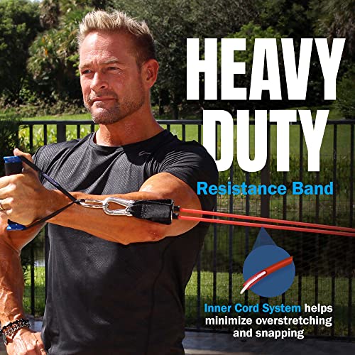 Bodylastics Patented Basic Series Resistance Band Set - Resistance Bands with Snap Reduction Tech, 2 Handles, 2 Ankle Straps, 1 Door Anchor & 1 Carry Bag - color: PRO 3-1120 LBS Set Assorted