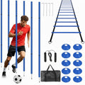 Soccer Agility Training Equipment, 6 Adjustable Soccer Training Agility Poles, 1 Speed Agility Ladder,10 Soccer Agility Cones for Training, 1 Jump Rope + Storage Bag for Youth Soccer Drills - color: blue