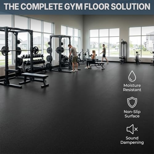 Flooring Inc's 1/4" Thick Tough Rubber Flooring Roll | Flexible Recycled Rubber Floor Mats for Home Gym | Heavy Duty Rubber Mat for Home Gyms, Sheds, Horse Stall Mat or Trailer - color: Black, size: 180"L x 48"W x 0.5"Th
