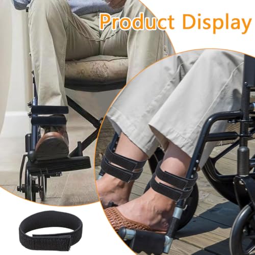 2 Pair Wheelchair Leg Straps,Wheelchair Foot Rest Straps Wheelchair Leg Support Harness Restraint Restraint Footrest for Wheelchair Elderly Patient(Black)