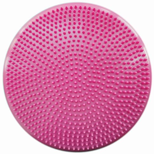AppleRound Inflated Wobble Cushion with Hand Pump, Air Stability Board (Extra Thick), Core Balance Disc for Adults, Sensory Wiggle Seat for Kids, Flexible Seating for All Age, 13.5in / 34cm Diameter - color: Pink