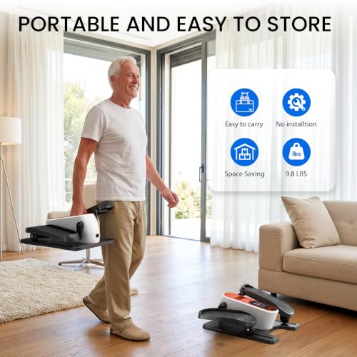 Under Desk Elliptical Machine, Mini Ellipse Leg Exerciser as Seen on TV, Portable Quiet Electric Seated Pedal Exerciser While Sitting for Seniors, 12 Speeds, Manual & Auto Mode for Home & Office