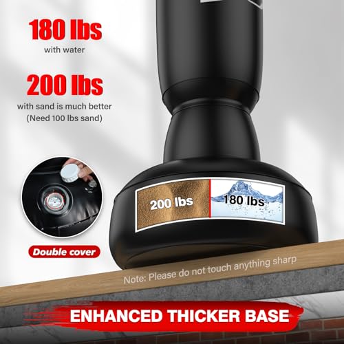 Freestanding Punching Bag for Adults Teens, 69'' Boxing Bag with Stand, Includes Boxing Gloves & Air Pump, Kick Boxing Training Equipment for MMA, Muay Thai, Kickboxing, Fitness for Beginners - color: Black