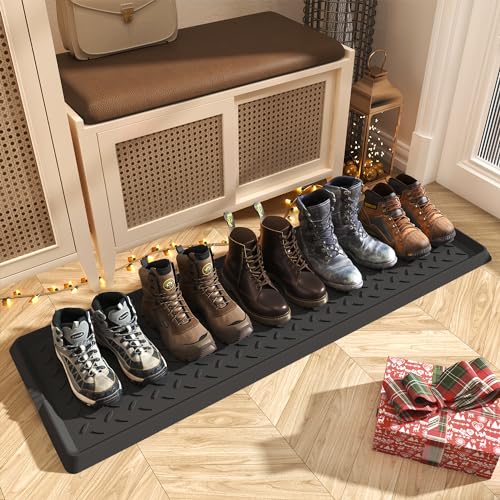 SUPENUIN Extra Large Boot Tray 48 Inch Boot Storage Heavy Duty Rubber Mats for Floor Waterproof Shoe Mat Tray for Entryway Multi Use Shoe Rug 16x47.5 Inches - color: Twill, size: 16"x47.5"