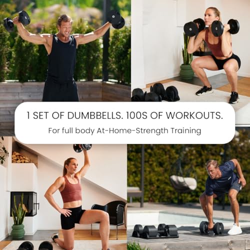 NUOBELL Adjustable Dumbbells 5-80 lbs: Replace 16 Sets, Ideal for Home Gym Weight Bench & Press - color: Total Black