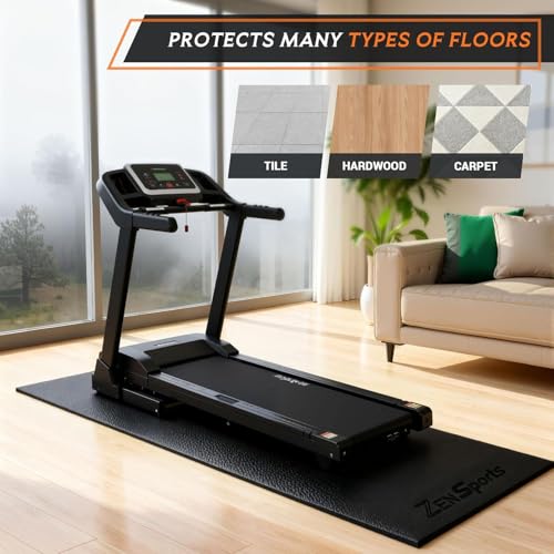 ZENY Large Exercise Equipment Mat 96"x38" - Heavy Duty Floor Protection for Treadmill, Bike & Elliptical, 6mm Thick Non-Slip Shock Absorbing Gym Mat (Black, 96''x38'', 4)