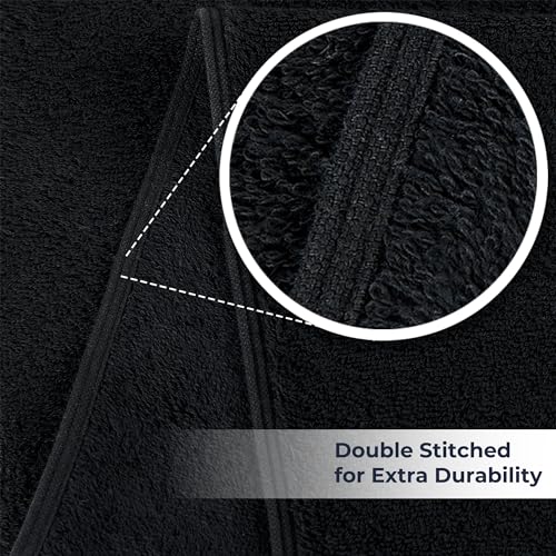 NUKURA 12’’ x 40’’, 450 GSM Gym Sweat Towel for Outdoor Workout, Running, Yoga, Pickleball, Padel, High Absorbent with Extra Softness, 100% Cotton Neck Towels, Black - color: Black