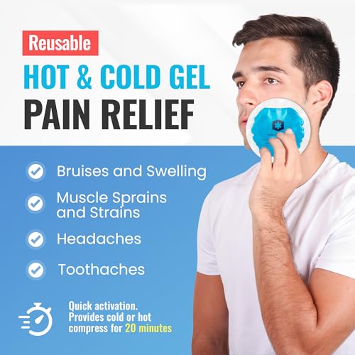 ICEWRAPS 4 inches Round Reusable Ice Packs with Cloth Backing, 5-Pack Blue | Easy to Use Hot and Cold Gel Pack, Flexible Cold Packs, Leak-Resistant, Sensitive Skin Safe, Made in Canada, FSA-HSA Eligible - style: Blue- with Cloth Backing