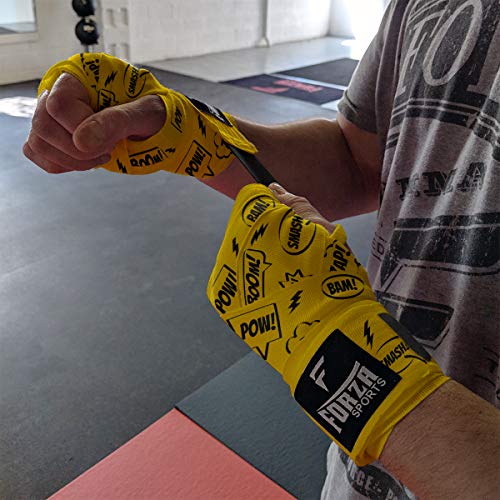 Forza Sports 180" Mexican Style Boxing and MMA Handwraps - color: Comic Book Yellow