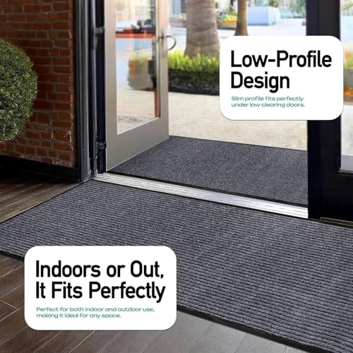 Durable Rubber Door Mat - Heavy Duty, Indoor/Outdoor, Easy Clean, Waterproof, Low-Profile Mat for Entry, Patio, Garage - Stylish (Grey, 2 x 3 Feet) - color: Grey, size: 2 x 3 feet