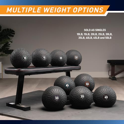 Marcy Slam Ball, 10–50 lbs Dead Weight, Non-Bounce, Sand-Filled Medicine Ball with Durable PVC Shell & Textured Grip for Slams, Tosses, Core & Full Body Training - size: 25 LB