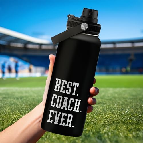 SANDJEST Sport Coach Insulated Engraved Stainless Steel Water Bottle 32oz, Best Coach Ever, Vacuum Chug Lid Travel Tumbler For Men Friends Coaches, Birthday Christmas - color: Coach