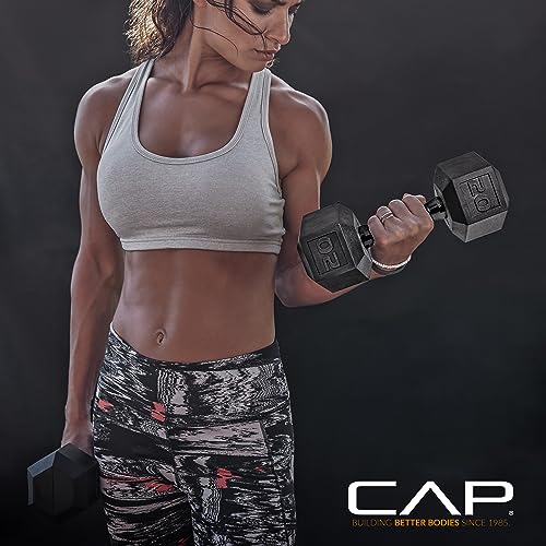 CAP Barbell 150 LB Coated Hex Dumbbell Weight Set with Vertical Rack | Multiple Options - color: White Rack, style: Black Handle
